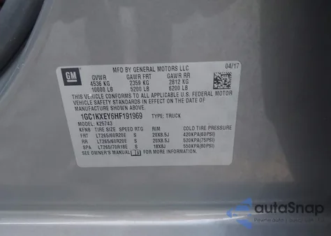 2017 Chevrolet Silverado 2500Hd High Country from USA, damaged, VIN 1GC1KXEY6HF191969